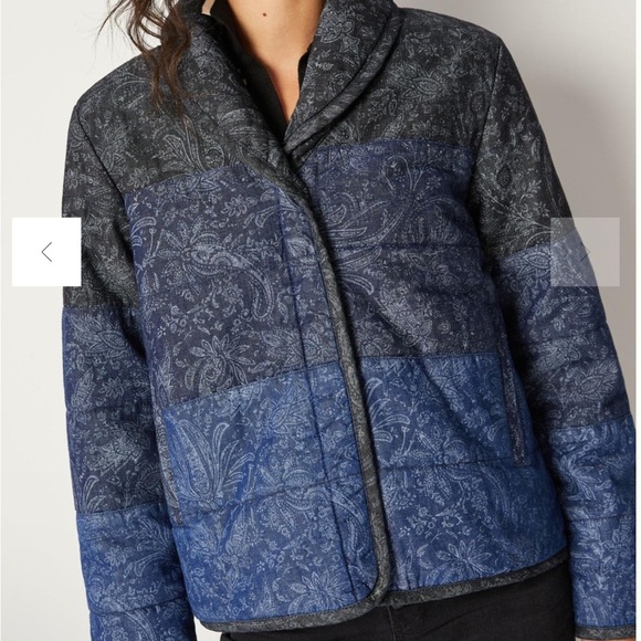 Anthropologie Pilcro Anna Colorblocked Puffer Coat black blue - Picture 3 of 6